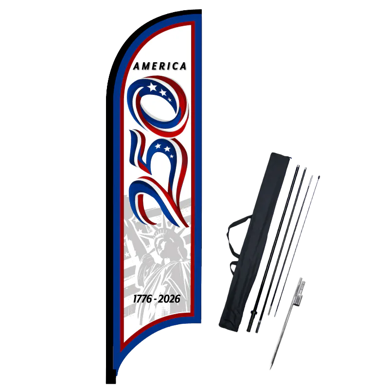 A250 Flag 1 American 11ft Feather Flag White